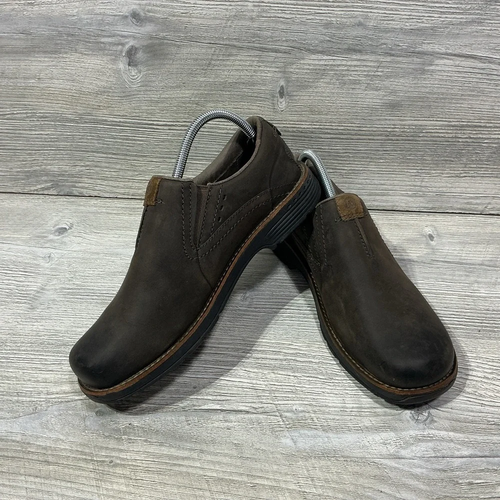 Merrell Realm Moc Shoes Mens 8 Slip On Round Toe Comfort Low Top J42147 Brown